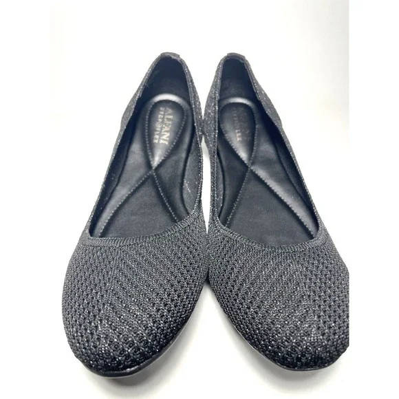 Alfani Womens Step 'N Flex Tamii Knit Flats Black Classic Round Toe Slip On 7.5 - Picture 4 of 6